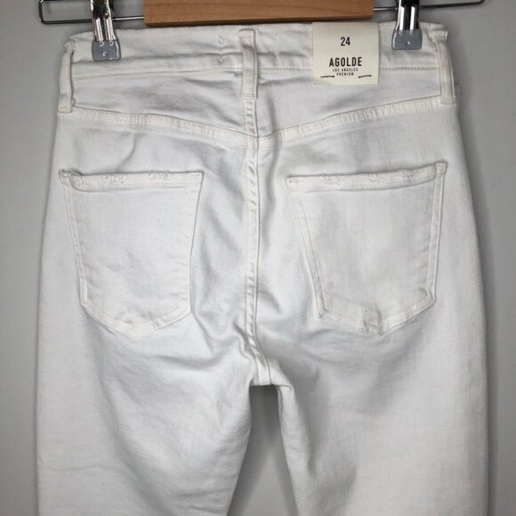 AGOLDE White Sophie Crop Sanction Distressed Ankle Jeans Size 24 NWT - Picture 9 of 11
